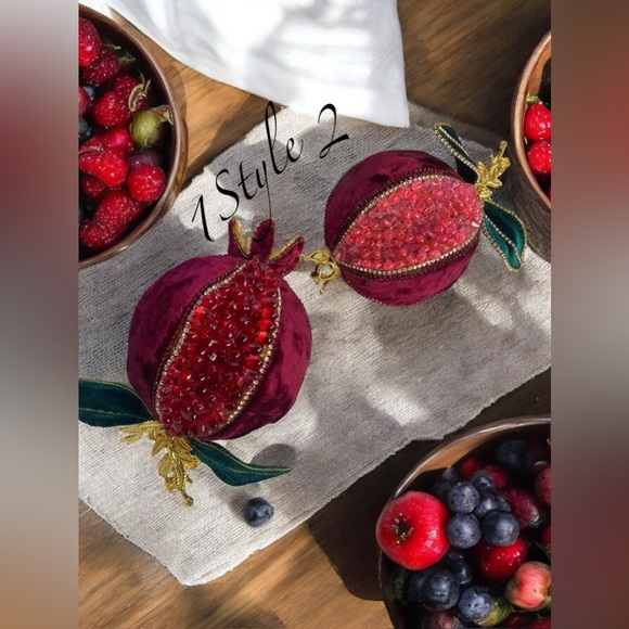 Handmade velvet pomegranate. Home decor. Norooz decor. Yalda night decoration. - Picture 1 of 7